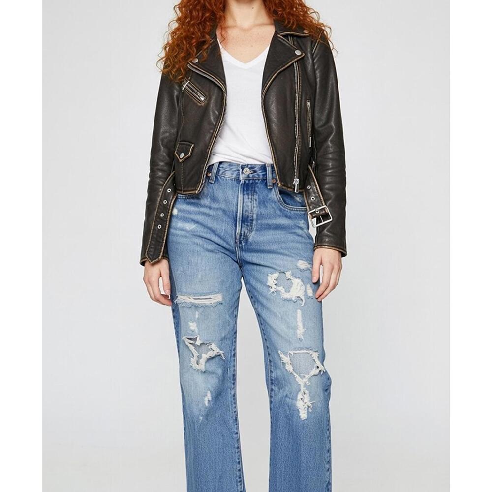 Levis 501 Jeans Womens 28x32 Blue Light Wash Factory Distessed Premium Quality